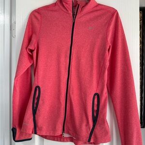 Nike Pink Fleece Jacket with High Collar and Athletic Fit